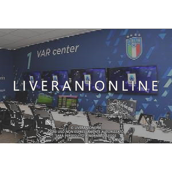 TVRG Presentazione fuorigioco semiautomatico nella foto una delle sale VAR dell\'International Broadcasting Center Lissone (MB) 11-01-2023 Presso l\'International Broadcasting Center della Lega Serie A conferenza stampa di presentazione del Fuorigioco Semiautomatico S.A.O.T. in occasione della gara di EA Sports Supercup tra Milan e Inter in Arabia Saudita foto Roberto Garavaglia/ag. Aldo Liverani sas