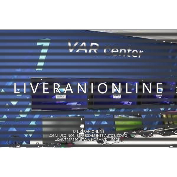 TVRG Presentazione fuorigioco semiautomatico nella foto una delle sale VAR dell\'International Broadcasting Center Lissone (MB) 11-01-2023 Presso l\'International Broadcasting Center della Lega Serie A conferenza stampa di presentazione del Fuorigioco Semiautomatico S.A.O.T. in occasione della gara di EA Sports Supercup tra Milan e Inter in Arabia Saudita foto Roberto Garavaglia/ag. Aldo Liverani sas