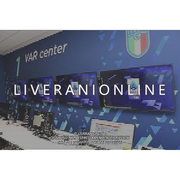 TVRG Presentazione fuorigioco semiautomatico nella foto una delle sale VAR dell\'International Broadcasting Center Lissone (MB) 11-01-2023 Presso l\'International Broadcasting Center della Lega Serie A conferenza stampa di presentazione del Fuorigioco Semiautomatico S.A.O.T. in occasione della gara di EA Sports Supercup tra Milan e Inter in Arabia Saudita foto Roberto Garavaglia/ag. Aldo Liverani sas