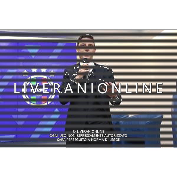 TVRG Presentazione fuorigioco semiautomatico nella foto Gianluca Rocchi designatore della CAN A-B Lissone (MB) 11-01-2023 Presso l\'International Broadcasting Center della Lega Serie A conferenza stampa di presentazione del Fuorigioco Semiautomatico S.A.O.T. in occasione della gara di EA Sports Supercup tra Milan e Inter in Arabia Saudita foto Roberto Garavaglia/ag. Aldo Liverani sas