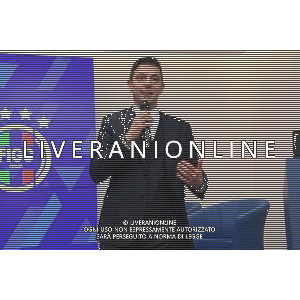 TVRG Presentazione fuorigioco semiautomatico nella foto Gianluca Rocchi designatore della CAN A-B Lissone (MB) 11-01-2023 Presso l\'International Broadcasting Center della Lega Serie A conferenza stampa di presentazione del Fuorigioco Semiautomatico S.A.O.T. in occasione della gara di EA Sports Supercup tra Milan e Inter in Arabia Saudita foto Roberto Garavaglia/ag. Aldo Liverani sas