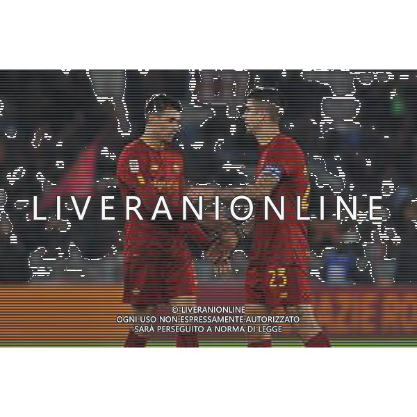 Roma vs Genoa Coppa Italia - Ottavi di finale Stadio Olimpico - Roma 12-01-2023 nella foto Esultanza finale Mancini e Ibanez ©Federico Gaetano / AGENZIA ALDO LIVERANI SAS