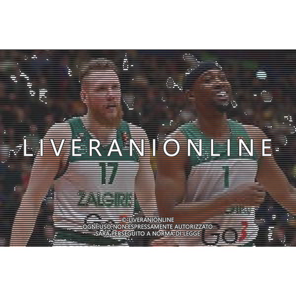 TVRG Ignas Brazdeikis (Zalgiris Kaunas) SX e Isaiah Taylor (Zalgiris Kaunas) DX EA7 Emporio Armani Milano vs Zalgiris Kaunas Assago (MI) 13-01-2023 Mediolanum Forum Turkish Airlines Euroleague 19a giornata regular season foto Roberto Garavaglia/ag. Aldo Liverani sas / AGENZIA ALDO LIVERANI SAS