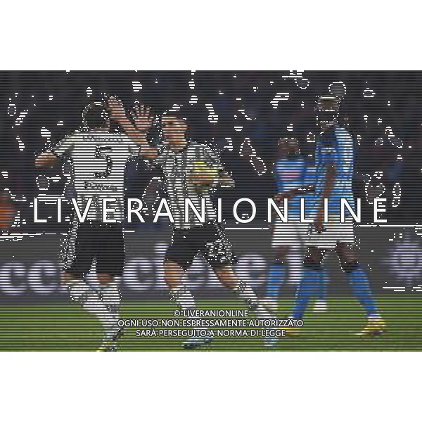 NAPOLI - JUVENTUS CAMPIONATO CALCIO SEIRE A TIM 13.01.2023 NELLA FOTO ESULTANZA DOPO IL GOL DI ANGEL DI MARIA CON MANUEL LOCATELLI ©MOSCA / AGENZIA ALDO LIVERANI SAS