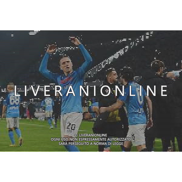 NAPOLI - JUVENTUS CAMPIONATO CALCIO SEIRE A TIM 13.01.2023 NELLA FOTO ESULTANZA DEI GIOCATORI DEL NAPOLI A FINE GARA - Piotr Zielinski ©MOSCA / AGENZIA ALDO LIVERANI SAS