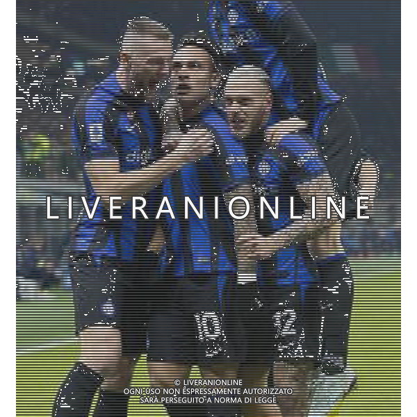Esultanza dopogol lautaro martinez con Skriniar e Federico dimarco -Inter vs Hellas Verona Campionato Serie A TIM - 18a giornata 14-01-2023 ©GIAMPIETRI PAOLO / AGENZIA ALDO LIVERANI SAS