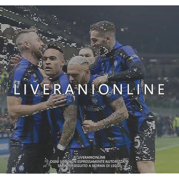 Esultanza dopogol lautaro martinez con Skriniar e Federico dimarco e roberto gagliardini -Inter vs Hellas Verona Campionato Serie A TIM - 18a giornata 14-01-2023 ©GIAMPIETRI PAOLO / AGENZIA ALDO LIVERANI SAS
