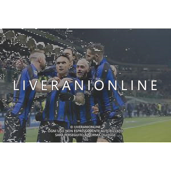 Esultanza dopogol lautaro martinez con Skriniar e Federico dimarco e roberto gagliardini -Inter vs Hellas Verona Campionato Serie A TIM - 18a giornata 14-01-2023 ©GIAMPIETRI PAOLO / AGENZIA ALDO LIVERANI SAS