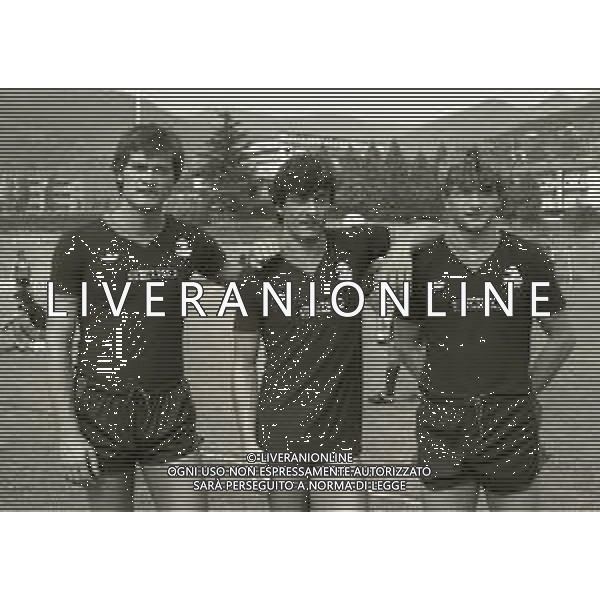 1983 REGGELLO ALLENAMENTO ESTIVO PRE CAMPIONATO GENOA CALCIO NELLA FOTO Alessandro Chiodini-Roberto Antonelli-Jan Peters AG ALDO LIVERANI SAS