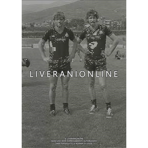 1983 REGGELLO ALLENAMENTO ESTIVO PRE CAMPIONATO GENOA CALCIO NELLA FOTO Jan Peters -René Vandereycken AG ALDO LIVERANI SAS