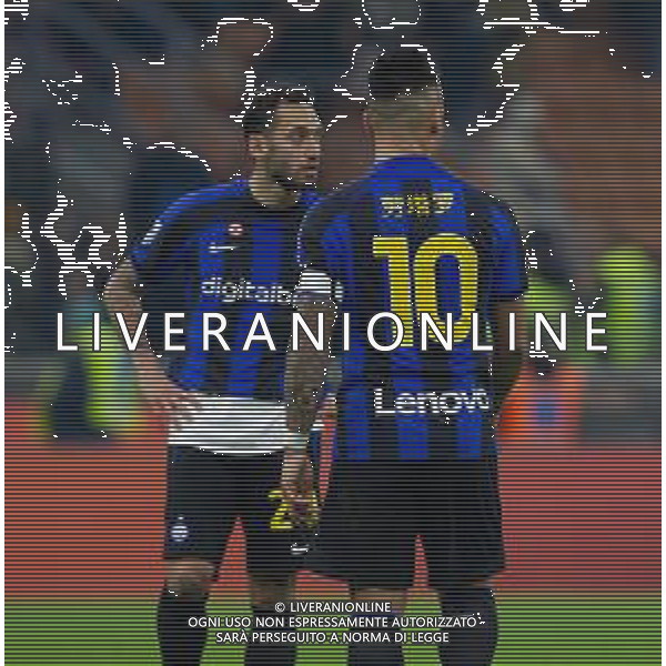 HAKAN CALHANOGLU E LAUTARO MARTINEZ A FINE GARA - INTER vs EMPOLI 19a giornata Campionato Calcio Serie A TIM 23-01-2023 ©GIAMPIETRI PAOLO/ AGENZIA ALDO LIVERANI SAS   