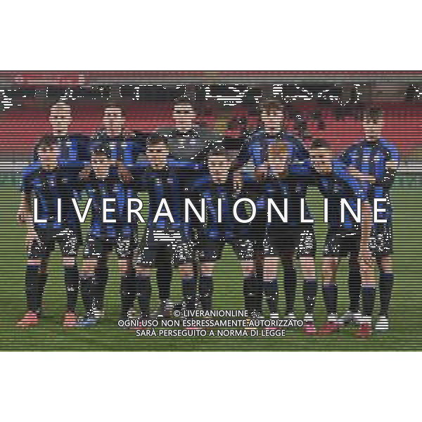 TVRG formazione Inter, in piedi da SX Jan Zuberek, Stefano Di Pentima, Nikolaos Nestor Botis, Silas Andersen e Alessandro Fontanarosa; in basso da SX Jacopo Martini, Kristian Dervishi, Nikola Iliyanov Iliev, Mattia Zanotti, Samuel Grygar e Valentin Carboni Inter vs Fiorentina Monza 25-01-2023 U-Power Stadium Finale Supercoppa Primavera TIM foto Roberto Garavaglia/ag. Aldo Liverani sas