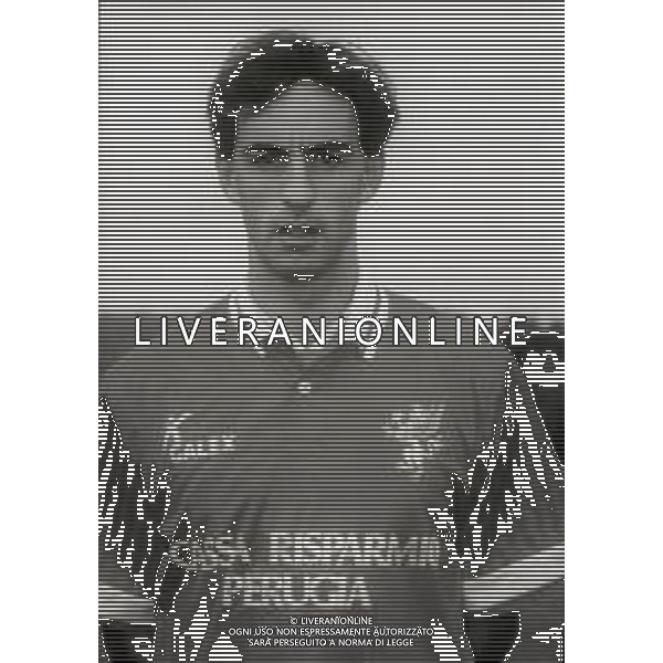 1995-1996 PERUGIA CALCIO PRIMI PIANI ROSA GIOCATORI NELLA FOTO ADRIANO MEACCI AG ALDO LIVERANI SAS