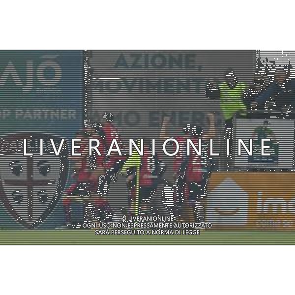 27-1-2023. Cagliari Calcio-S.P.A.L. Ferrara, 22° giornata serie BKT 2022/2023, stadio Unipol Domus Cagliari. Foto Salvatore Moi/Aldo Liverani s.a.s. Nella foto: Gol ed esultanta in casa, del Cagliari Calcio contro S.P.A.L. allo stadio Unipol Domuis di Cagliari. Segna: Giorgio Altare Cagliari ©MOI SALVATORE / AGENZIA ALDO LIVERANI SAS 