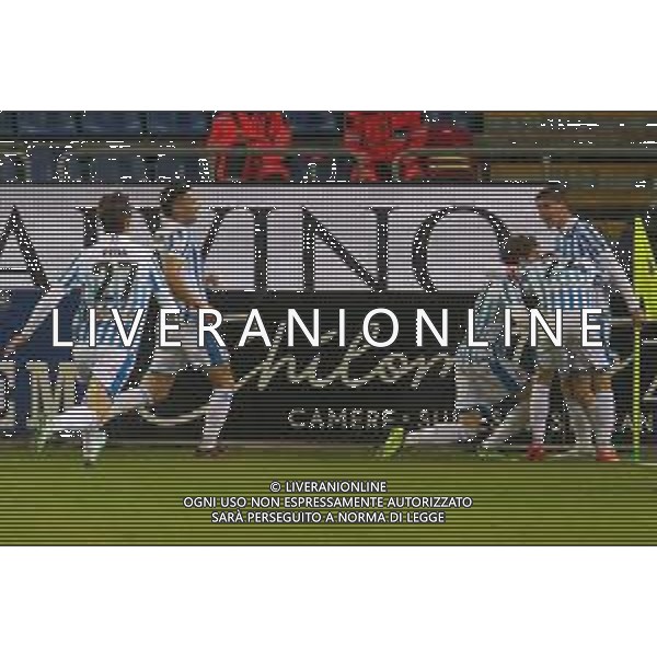 27-1-2023. Cagliari Calcio-S.P.A.L. Ferrara, 22° giornata serie BKT 2022/2023, stadio Unipol Domus Cagliari. Foto Salvatore Moi/Aldo Liverani s.a.s. Nella foto: Gol ed esultanta in trasferta, della S.P.A.L. Calcio contro il Cagliari, allo stadio Unipol Domuis di Cagliari. Segna: Raffaele Celia SPAL ©MOI SALVATORE / AGENZIA ALDO LIVERANI SAS 