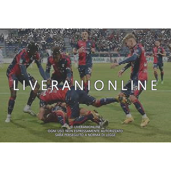 27-1-2023. Cagliari Calcio-S.P.A.L. Ferrara, 22° giornata serie BKT 2022/2023, stadio Unipol Domus Cagliari. Foto Salvatore Moi/Aldo Liverani s.a.s. Nella foto: Gol ed esultanta in casa, del Cagliari Calcio contro S.P.A.L. allo stadio Unipol Domuis di Cagliari. Segna: Gianluca Lapadula Cagliari ©MOI SALVATORE / AGENZIA ALDO LIVERANI SAS 