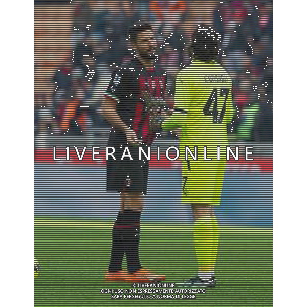 olivier giroud con andrea consigli - MILAN vs SASSUOLO Campionato calcio Serie A TIM 29-01-2023 ©GIAMPIETRI PAOLO/ AGENZIA ALDO LIVERANI SAS