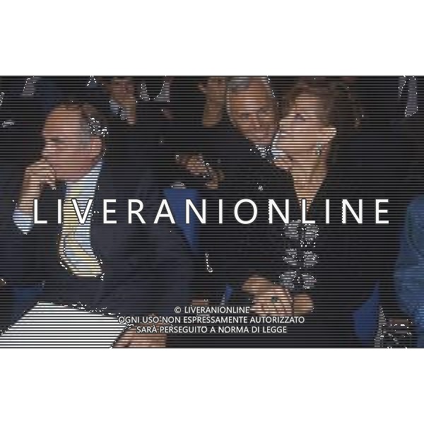 RETROSPETTIVA CLAUDIA CARDINALE ATTRICE NELLA FOTO CON IL MARITO PASQUALE SQUITIERI A MILANO IL 4 NOVEMBRE 1986 E GIORGIO ARMANI AG ALDO LIVERANI SAS