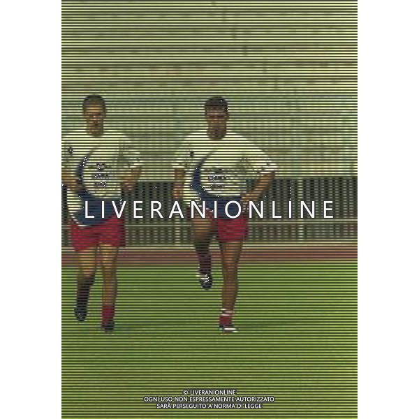 1999 PIACENZA ALLENAMENTO PIACENZA CALCIO NELLA FOTO STEFANO MORRONE E ARTURO DI NAPOLI AG ALDO LIVERANI SAS