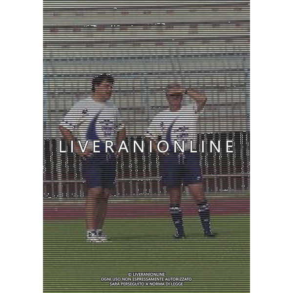 1999 PIACENZA ALLENAMENTO PIACENZA CALCIO NELLA FOTO MAURIZIO BRAGHIN E LUIGI SIMONI ALLENATORI PIACENZA CALCIO AG ALDO LIVERANI SAS