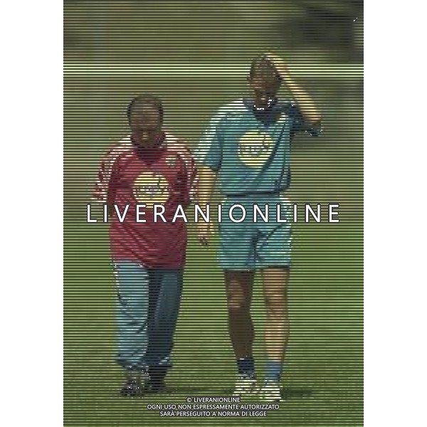 1997-1998 ALLENAMENTO UDINESE CALCIO NELLA FOTO ALBERTO ZACCHERONI CON OLIVER BIERHOFF AG ALDO LIVERANI SAS