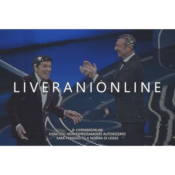 Gianni Morandi e Amadeus Sanremo 2023 73mo Festival della Canzone Italiana - Prima Serata Teatro Ariston - Sanremo (IM) 07-02-2023 foto Roberto Garavaglia/ag. Aldo Liverani sas / AGENZIA ALDO LIVERANI SAS