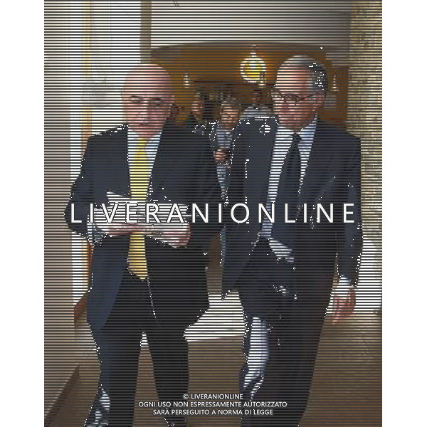 Coverciano 10/11/2005 Raduno della nazionale italiana di calcio nella foto Adriano Galliani e Franco Carraro ph gianni nucci/agenzia aldo liverani