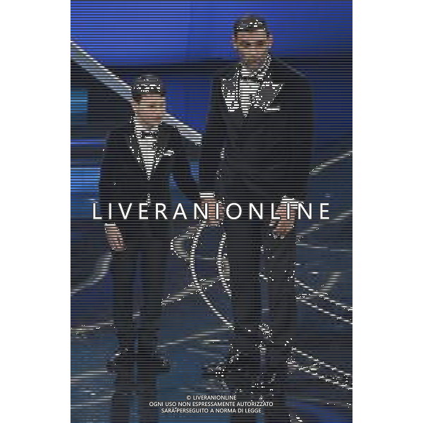 Mario Di Leva SX e Francesco Arca DX Sanremo 2023 73mo Festival della Canzone Italiana - Seconda Serata Teatro Ariston - Sanremo (IM) 08-02-2023 foto Roberto Garavaglia/ag. Aldo Liverani sas / AGENZIA ALDO LIVERANI SAS