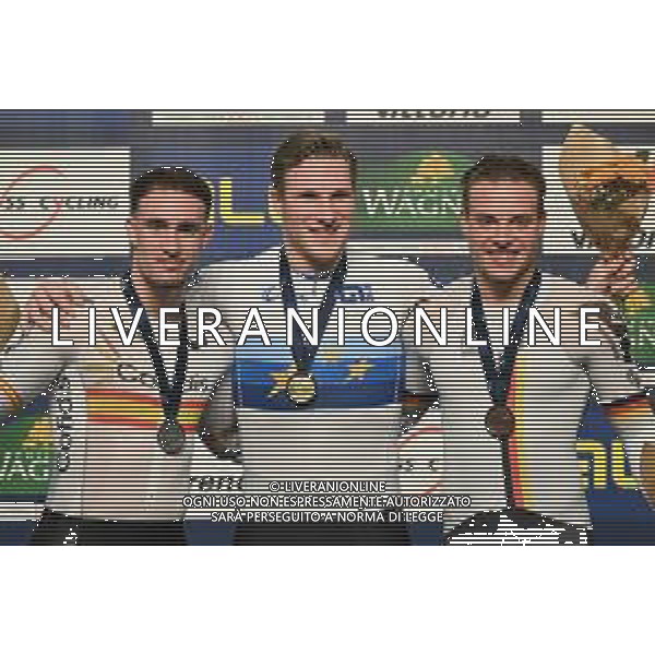 09-02-2023 European Championships Elite Track; Giornata 02; 2023, Olanda; 2023, Spain; 2023, Germany; Hoogland, Jeffrey; Martinez Chorro, Alejando; Dornbach, Maximilian; Grenchen; ©SIROTTI / AGENZIA ALDO LIVERANI SAS