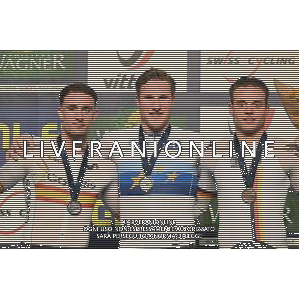 09-02-2023 European Championships Elite Track; Giornata 02; 2023, Olanda; 2023, Spain; 2023, Germany; Hoogland, Jeffrey; Martinez Chorro, Alejando; Dornbach, Maximilian; Grenchen; ©SIROTTI / AGENZIA ALDO LIVERANI SAS