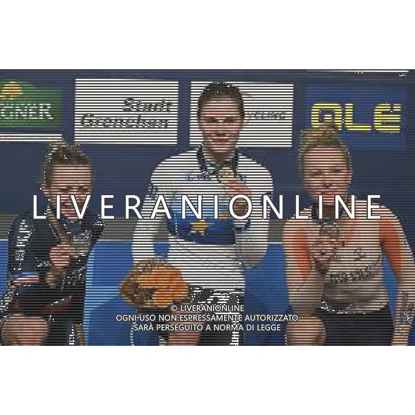 09-02-2023 European Championships Elite Women Track; Giornata 02; 2023, Belgium; 2023, France; 2023, Olanda; Kopecky, Lotte; Fortin, Valentine; Van Der Duin, Maike; Grenchen; ©SIROTTI / AGENZIA ALDO LIVERANI SAS
