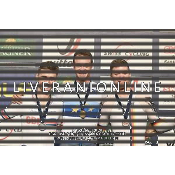 10-02-2023 European Championships Elite Track; Giornata 03; 2023, Bahrain - Victorious; 2023, Great Britain; 2023, Germany; Milan, Jonathan; Bigham, Daniel; Buck Gramcko, Tobias; Grenchen; ©SIROTTI / AGENZIA ALDO LIVERANI SAS