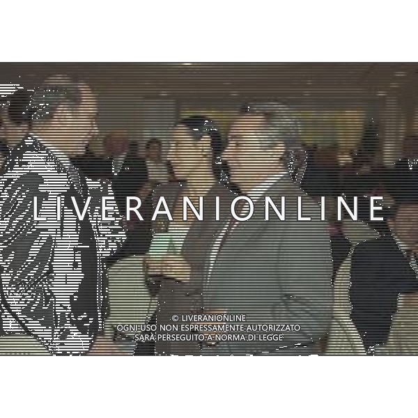 RETROSPETTIVA CANDIDO CANNAVO\' GIORNALISTA SCRITTORE E DIRETTORE DELLA GAZZETTA DELLO SPORT NELLA FOTO CANDIDO CANNAVO\' CON LA MOGLIE ED ERNESTO PELLEGRINI AL PREMIO MEAZZA IL GIORNO 10-12-1991 AG ALDO LIVERANI SAS
