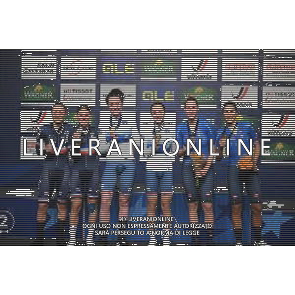 12-02-2023 European Championships Elite Women Track; Giornata 05; 2023, Great Britain; 2023, France; 2023, Italia; Archibald, Katie; Barker, Elinor; Berteau, Victoire; Copponi, Clara; Balsamo, Elisa; Guazzini, Vittoria; Grenchen; ©SIROTTI / AGENZIA ALDO LIVERANI SAS