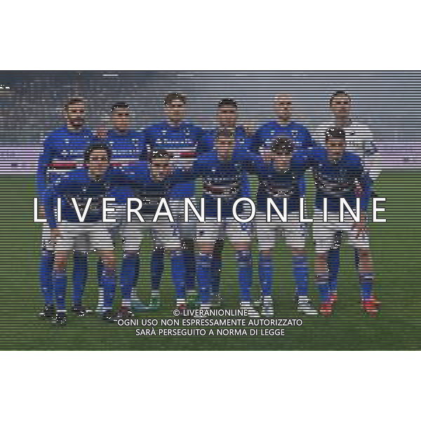 formazione Sampdoria, in opiedi da SX Manolo Gabbiadini, Jeison Murillo, Sam Lammers, Bruno Amione, Bram Nuytinck e Emil Audero: in basso da SX Tommaso Augello, Harry Winks, Mickael Cuisance, Alessandro Zanoli e Filip Djuricic Sampdoria vs Inter Genova 13-02-2023 Stadio Luigi Ferraris - Marassi Campionato Serie A TIM - 22a giornata foto Roberto Garavaglia/ag. Aldo Liverani sas / AGENZIA ALDO LIVERANI SAS