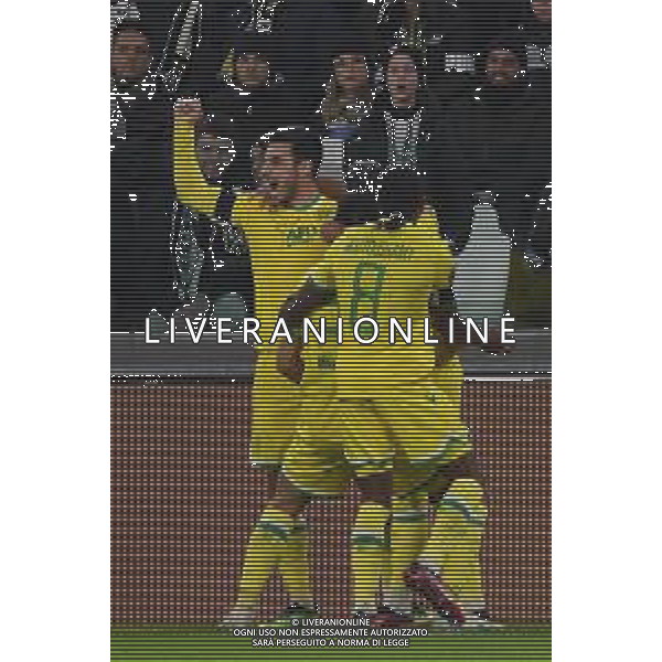 Torino 16.02.2023 Stadio Allianz Stadium ©Manuela Viganti/Agenzia Aldo Liverani Juventus vs Nantes Europa League 2022/2023 Spareggio Andata Nella foto: esultanza nantes dopo il gol di ludovic blas ©Viganti / AGENZIA ALDO LIVERANI SAS