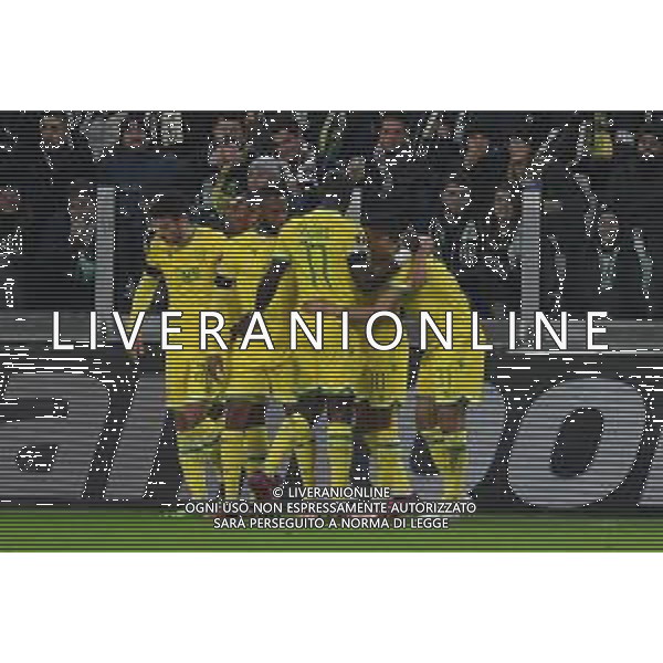 Torino 16.02.2023 Stadio Allianz Stadium ©Manuela Viganti/Agenzia Aldo Liverani Juventus vs Nantes Europa League 2022/2023 Spareggio Andata Nella foto: esultanza nantes dopo il gol di ludovic blas ©Viganti / AGENZIA ALDO LIVERANI SAS
