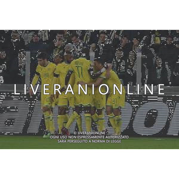 Torino 16.02.2023 Stadio Allianz Stadium ©Manuela Viganti/Agenzia Aldo Liverani Juventus vs Nantes Europa League 2022/2023 Spareggio Andata Nella foto: esultanza nantes dopo il gol di ludovic blas ©Viganti / AGENZIA ALDO LIVERANI SAS