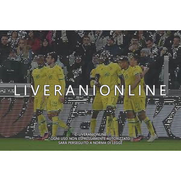 Torino 16.02.2023 Stadio Allianz Stadium ©Manuela Viganti/Agenzia Aldo Liverani Juventus vs Nantes Europa League 2022/2023 Spareggio Andata Nella foto: esultanza nantes dopo il gol di ludovic blas ©Viganti / AGENZIA ALDO LIVERANI SAS