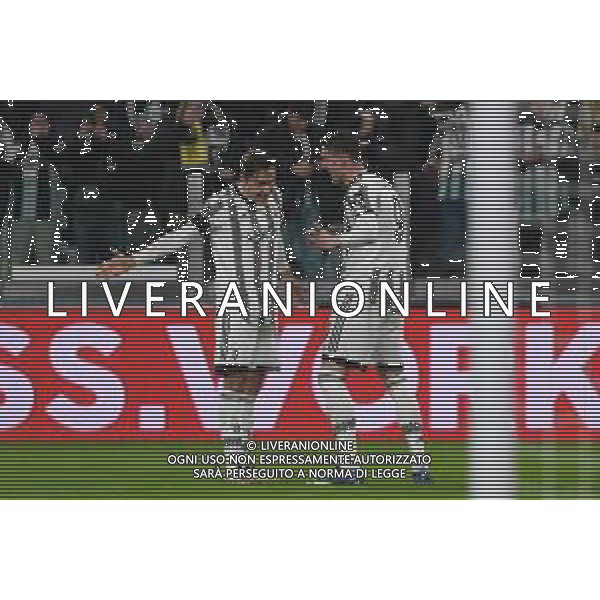 Torino 16.02.2023 Stadio Allianz Stadium ©Manuela Viganti/Agenzia Aldo Liverani Juventus vs Nantes Europa League 2022/2023 Spareggio Andata Nella foto: esultanza dusan vlahovic e federico chiesa dopo il gol ©Viganti / AGENZIA ALDO LIVERANI SAS