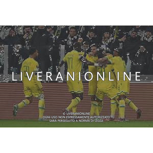 Torino 16.02.2023 Stadio Allianz Stadium ©Manuela Viganti/Agenzia Aldo Liverani Juventus vs Nantes Europa League 2022/2023 Spareggio Andata Nella foto: esultanza nantes dopo il gol di ludovic blas ©Viganti / AGENZIA ALDO LIVERANI SAS