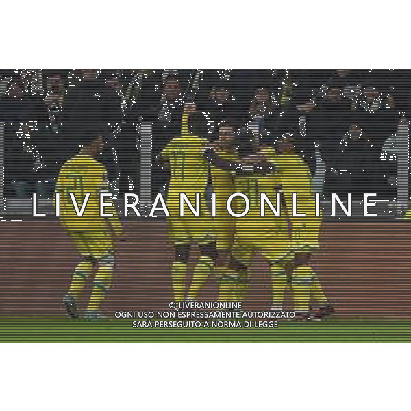 Torino 16.02.2023 Stadio Allianz Stadium ©Manuela Viganti/Agenzia Aldo Liverani Juventus vs Nantes Europa League 2022/2023 Spareggio Andata Nella foto: esultanza nantes dopo il gol di ludovic blas ©Viganti / AGENZIA ALDO LIVERANI SAS