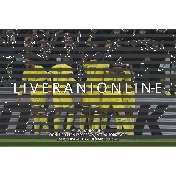 Torino 16.02.2023 Stadio Allianz Stadium ©Manuela Viganti/Agenzia Aldo Liverani Juventus vs Nantes Europa League 2022/2023 Spareggio Andata Nella foto: esultanza nantes dopo il gol di ludovic blas ©Viganti / AGENZIA ALDO LIVERANI SAS