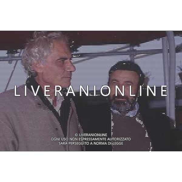 RETROSPETTIVA GIAN MARIA VOLONTE\' ATTORE NELLA FOTO GIAN MARIA VOLONTE \' A MILANO NELL\'ANNO 1990 TERRAZZA MARTINI CON GIANNI AMELIO AG ALDO LIVERANI SAS 