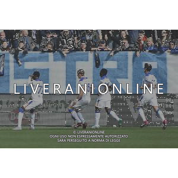 TVRG esultanza Lecce dopo il gol dell\'1 a 0 Atalanta vs Lecce Bergamo 19-02-2023 Gewiss Stadium - Stadio Atleti Azzurri d\'Italia Campionato Serie A TIM - 23a giornata foto Roberto Garavaglia/ag. Aldo Liverani sas/ AGENZIA ALDO LIVERANI SAS
