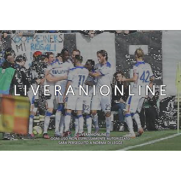 TVRG esultanza Lecce dopo il gol dell\'1 a 0 Atalanta vs Lecce Bergamo 19-02-2023 Gewiss Stadium - Stadio Atleti Azzurri d\'Italia Campionato Serie A TIM - 23a giornata foto Roberto Garavaglia/ag. Aldo Liverani sas/ AGENZIA ALDO LIVERANI SAS