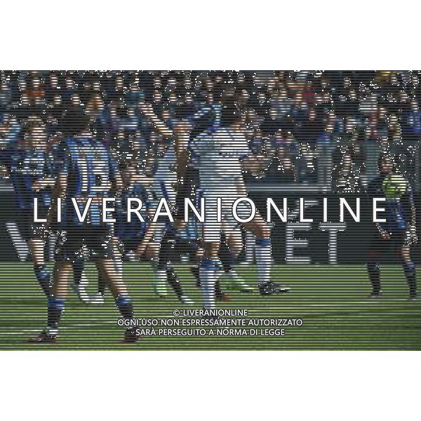 TVRG Alexis Blin (Lecce), coperto, segna il gol del 2 a 0 Atalanta vs Lecce Bergamo 19-02-2023 Gewiss Stadium - Stadio Atleti Azzurri d\'Italia Campionato Serie A TIM - 23a giornata foto Roberto Garavaglia/ag. Aldo Liverani sas/ AGENZIA ALDO LIVERANI SAS