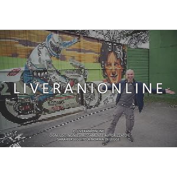 IMOLA 23 02 2023 AUTODROMO ENZO E DINO FERRARI VARIANTE ALTA "CIAO FAUSTO" PER RICORDARE UN GRANDE CAMPIONE IMOLESE E INAUGURAZIONE DEL MURALES DEDICATO A FAUSTO GRESINI L\'AUTORE FUNGO NELLA FOTO FUNGO L\'AUTORE DEL MURALES FOTO GIANNI SANNA-AG ALDO LIVERANI SAS