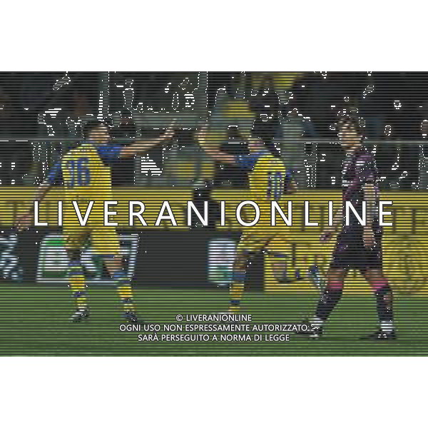 Frosinone vs Parma Campionato Serie B - 26 Giornata - Stadio B.Stirpe - Frosinone 24-02-2023 nella foto Esultanza Mazzitelli e Caso ©Federico Gaetano / AGENZIA ALDO LIVERANI SAS