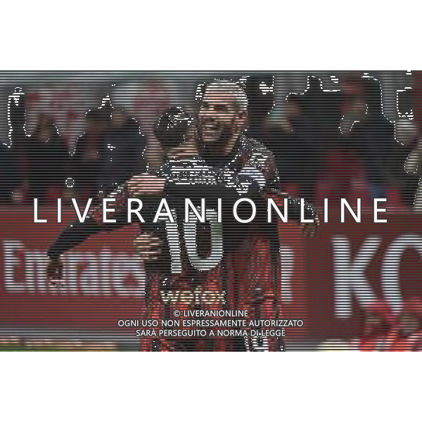 Theo Hernandez (Milan) e Brahim Diaz (Milan) esultano dopo il gol dell\'1 a 0 Milan vs Atalanta Milano 26-02-2023 Stadio Giuseppe Meazza - San Siro Campionato Serie A TIM - 24a giornata foto Roberto Garavaglia/ag. Aldo Liverani sas/ AGENZIA ALDO LIVERANI SAS